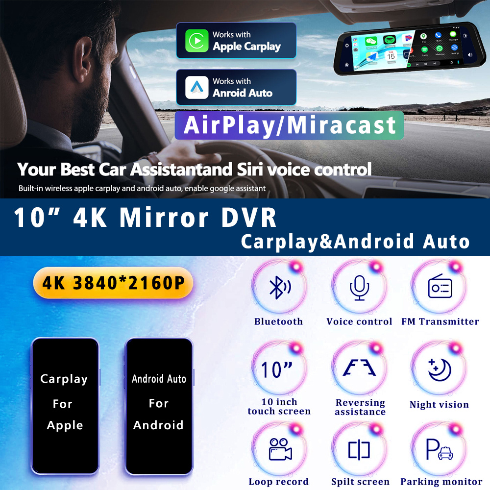 10 Inch 4K 3840*2160P Dash Cam - Mdi Cable recension och pris
