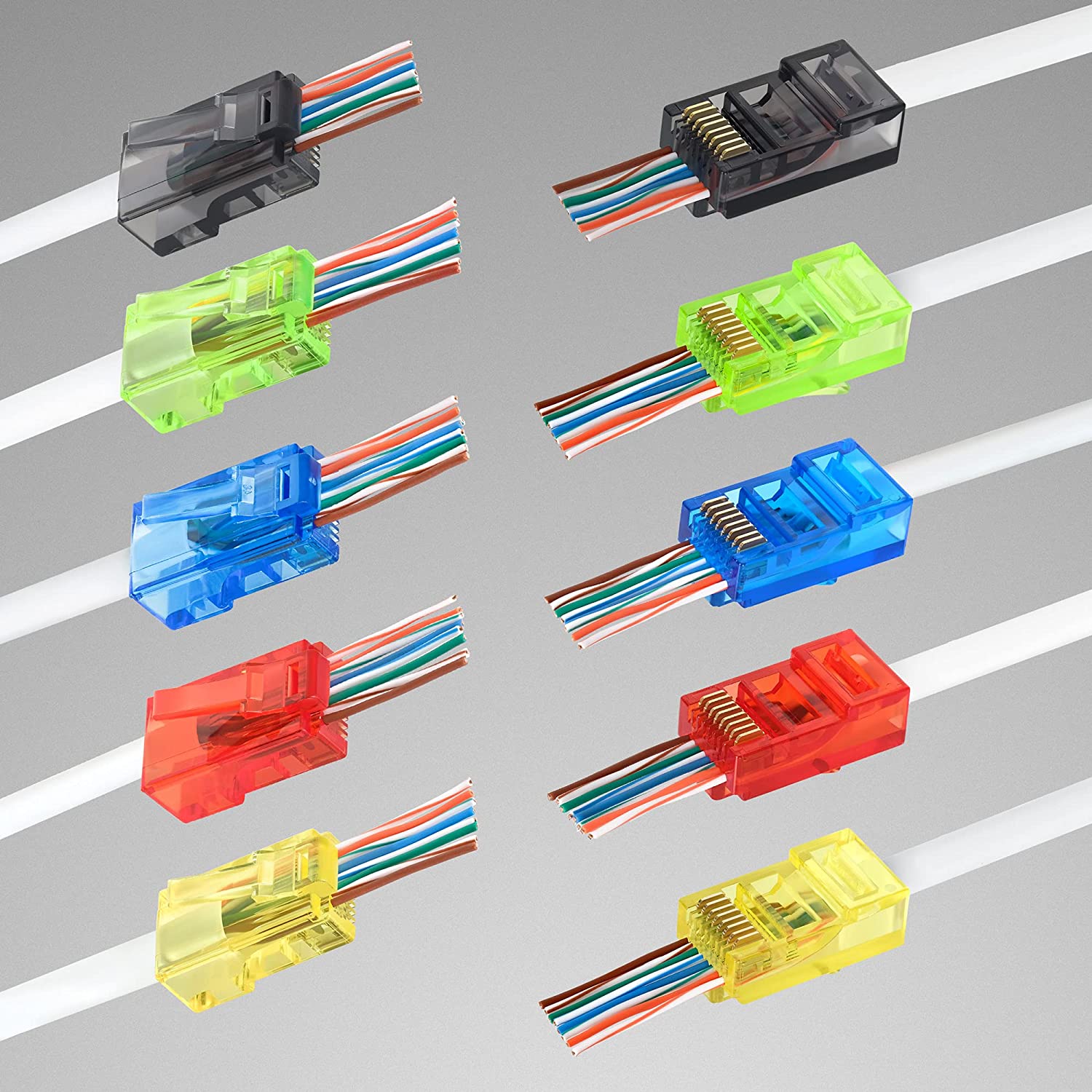 50PCS RJ45 Cat6 Pass Through C - Rj45 Jack recension och pris